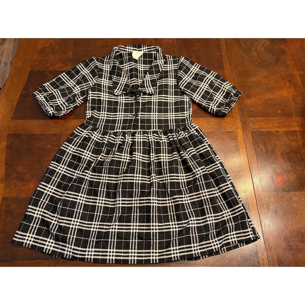 Harper Heritage XXS Black White Plaid Baby Doll Dress Preowned
